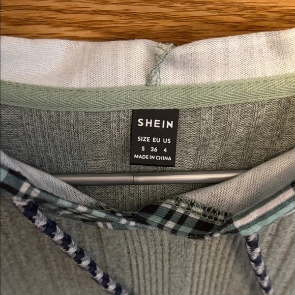 Green hoodie with Plaid Accent - Picture 3 of 3